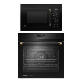 Kit Forno de Embutir Elétrico Electrolux 80L Expert Pro Series OE9XB + Micro-Ondas 34L Preto Pro Series MV43T 220V