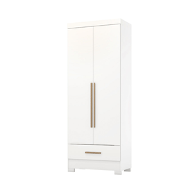 Roupeiro Solteiro Rodial 85cm Smart Plus com 2 Portas e 1 Gaveta Branco