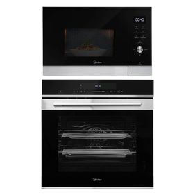 Kit Forno de Embutir Elétrico Midea 80L TCT80P2 Convecção e Grill + Micro-ondas de Embutir 25L MGA30 Preto 220V