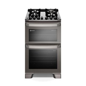 Fogão 4 Bocas Electrolux Cinza Experience FE4DC com Mesa de Vidro, Duplo Forno e PerfectCook360 220V
