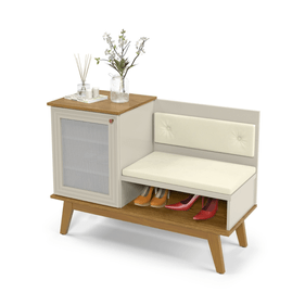 Sapateira Charlotte com Assento e 1 Porta Off White com Cumarú - Outlet