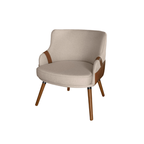 Poltrona Capri 68cm com Pés Palitos Konfort Linho Cappuccino - Outlet