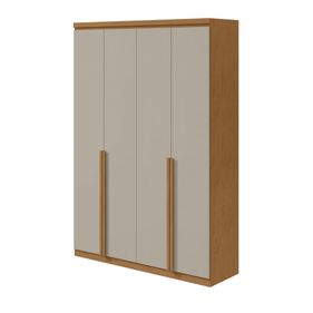 Roupeiro New Alonzo Lopas 4 Portas com Puxador em Madeira 153cm Amêndoa/Off White