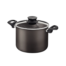 Panela Caldeirão 28cm Tramontina Paris em Alumínio com Revestimento Interno e Externo em Antiaderente Starflon Max Chumbo com Tampa de Vidro - Outlet