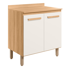 Balcão Nicioli Intenza 80x92 2 Portas Com Tampo Freijo e Off White