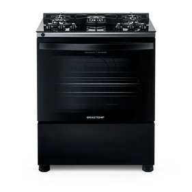 Fogão 5 Bocas Brastemp BFS5VCE Mesa de Vidro e Turbo Chama Preto Bivolt