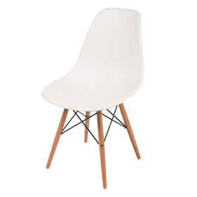 Cadeira Eiffel GRP em Polipropileno Pé Madeira Palito Branco - Outlet