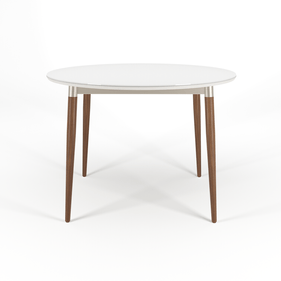 Mesa Abbey Redonda cor Natural Off White Fosco e Champanhe - Outlet