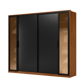 Roupeiro Laredo Demóbile 267cm 4 Portas 4 Gavetas Flex Nogueira/Preto