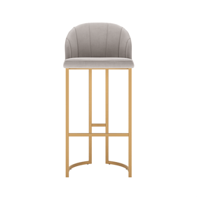 Banqueta Bervely Alta Província Metal Dourado com Veludo Bege - Outlet
