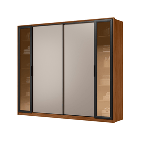 Roupeiro Laredo Demóbile 267cm 4 Portas 4 Gavetas Flex Nogueira/Nude