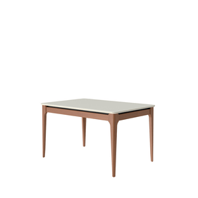 Mesa Retangular Addar Província 135x90cm Natural Tampo Vidro Off White