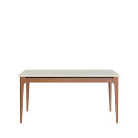 Mesa Retangular Addar Província 160x90cm Natural Tampo com Vidro Off White
