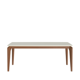 Mesa Retangular Lauren Província 182x101cm Natural Tampo com Vidro Off White
