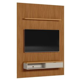 Painel Ripado Modular Linea 141cm com Prateleira + Nicho Nature e Off White