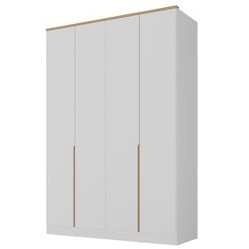 Roupeiro Logan 100% MDF Mambel 160cm 4 Portas Branco e Olmo