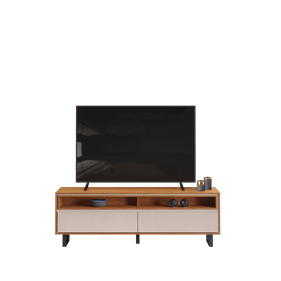 Rack Antares DJ Móveis 183cm 2 Gavetas Off White e Freijó - Outlet