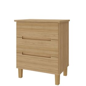 Mesa de Cabeceira Logan 100% MDF Mambel 3 Gavetas Olmo - Outlet