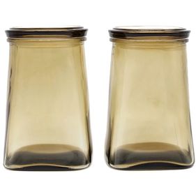 Jogo 2 Porta Mantimentos Full-Fit 900ml em Vidro com Tampa Ambar