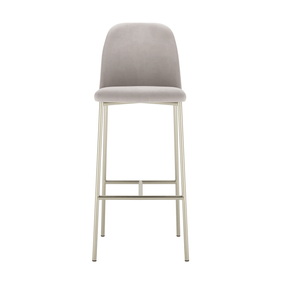 Banqueta Lucille Alta Província Metal Champanhe com Veludo Bege - Outlet