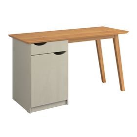 Escrivaninha Prism Patrimar 136cm 1 Porta e 1 Gaveta Off White e Cinamomo