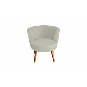 Poltrona Luna 72cm Konfort Pés Trapézio Castanho Linho Bege - Outlet