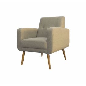 Poltrona Nova York 74cm Konfort Pé Palito Castanho Linho Bege - Outlet