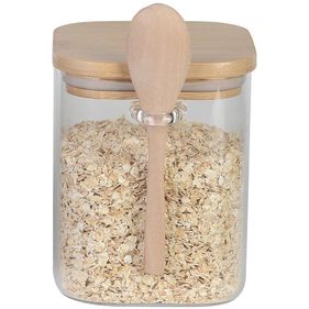 Porta Mantimento em Vidro Borossilicato 800ml com Tampa e Colher em Bambu