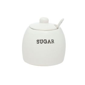 Açucareiro com Colher em Cerâmica Etilux Cremon 380ml Branco