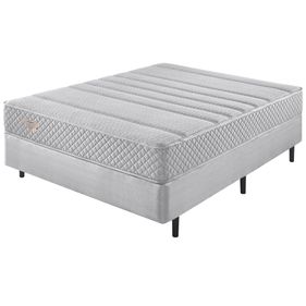 Conjunto Cama Box Blend Casal Ecoflex 138x188x67cm Molas Ensacadas PZ3 Cinza Mescla
