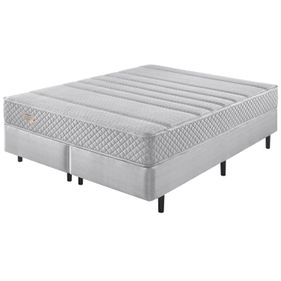 Conjunto Cama Box Blend Queen Ecoflex 158x198x67cm Molas Ensacadas PZ3 Cinza Mescla