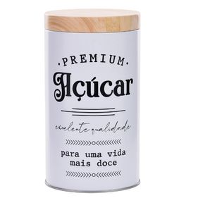 Lata Para Açucar De Metal Dolcci 1500ml Branca Mai Home Branco