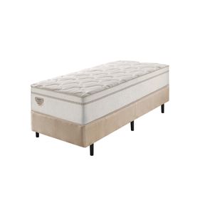 Conjunto Cama Box High Spring Solteiro Ecoflex 88x188x70cm Molas Superlastic Bege