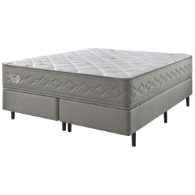 Conjunto Cama Box New 4 Estações Queen Ecoflex 158x198x69cm Molas Ensacadas Wide Chumbo