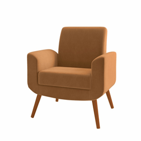 Poltrona Turim 74cm Konfort Pé Palito Castanho Veludo Ferrugem - Outlet