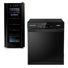Conjunto Brastemp Adega 12 Garrafas BZC12BE+ Lava-Louças 8 Serviços BLF08AE Preto 220V