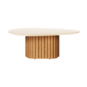 Mesa de Centro Orgânica Imcal 90x33 Pé Ripado Off White