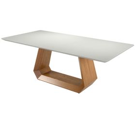 Mesa Retangular Diamond Ferrati 200x100cm Peroba Tampo com Vidro Off White - Outlet