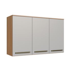 Armário Aéreo de Cozinha Isabelle Delmarco 120cm 3 Portas Freijó e Arenas