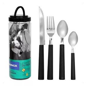 Faqueiro Brinox 24 Peças Riviera Aço Inox cor Preto