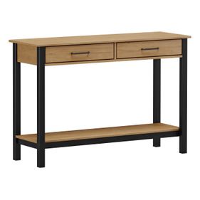Aparador Madri Finestra 120cm 100% Madeira Maciça 2 Gavetas Roble/Preto - Outlet