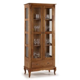 Cristaleira Rústica Linz 90cm 2 Portas e 1 Gaveta Imbuia