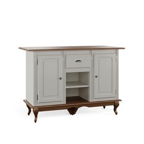 Mesa Ilha Hanover Rústico Linz 132cm 2 Portas 1 Gaveta Off White e Imbuia