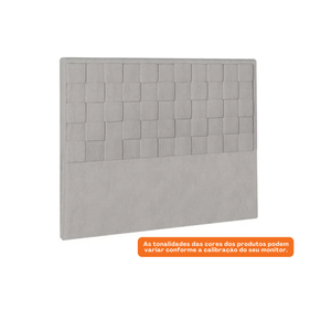 Cabeceira Prisma Perfan 140x12cm Quadrados Linho Cinza