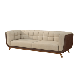 Sofá Living Bugatti 240cm Molufan 2 Assentos Compose Corino Marrom e Boucle Bege
