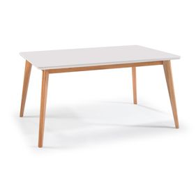 Mesa Retangular Dover Artsoli 160x90cm Tampo de Vidro Off White