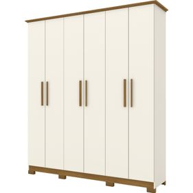 Roupeiro Cover Henn 195cm 6 Portas Off White/Nature