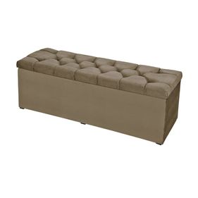Calçadeira Baú Paris JS Móveis 90cm Veludo Castor