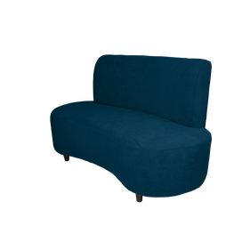 Sofá Living Drops 135cm Maramadan Orgânico Pé Bujão em Madeira Veludo Azul - Outlet