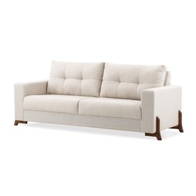 Sofá Living MH4229 227cm Herval 2 Assentos Pé Madeira Linho Areia